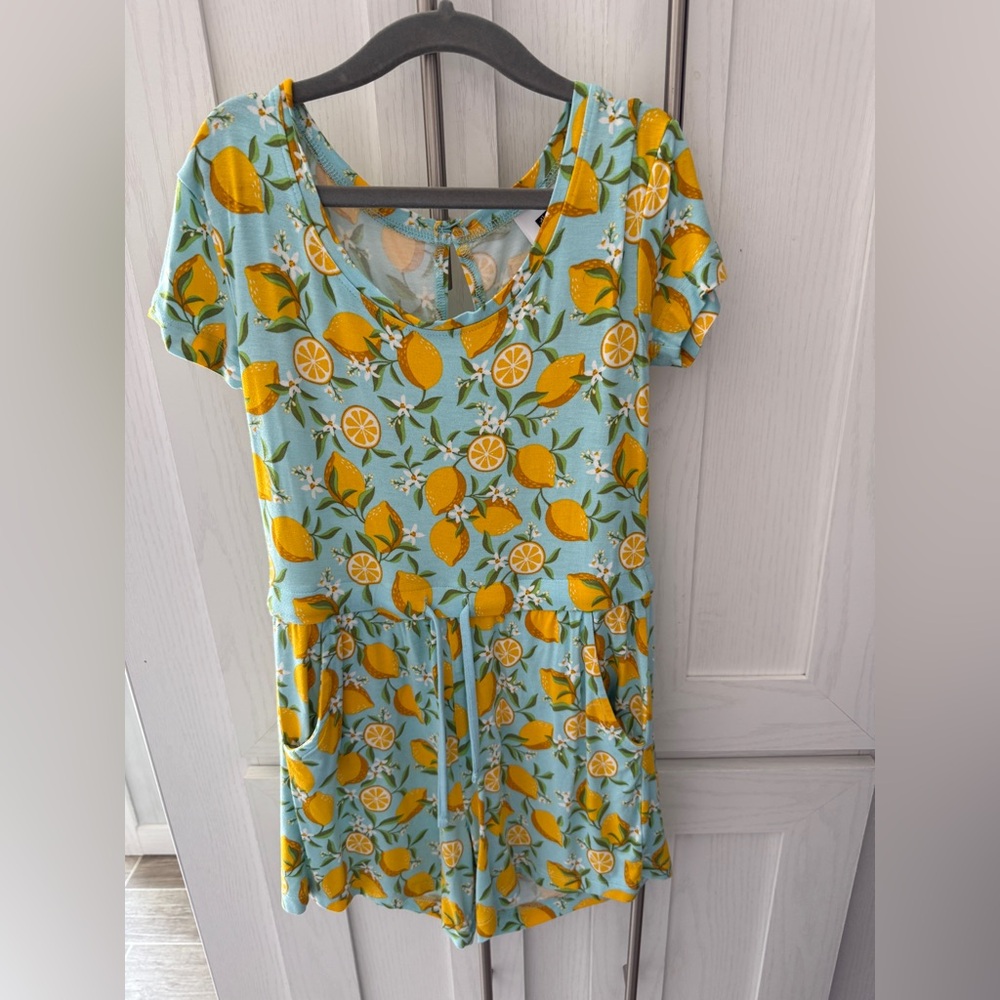 ALEX’s Lemonade Stand Lemon Print ROMPER Girl’s Sz S 6 6x